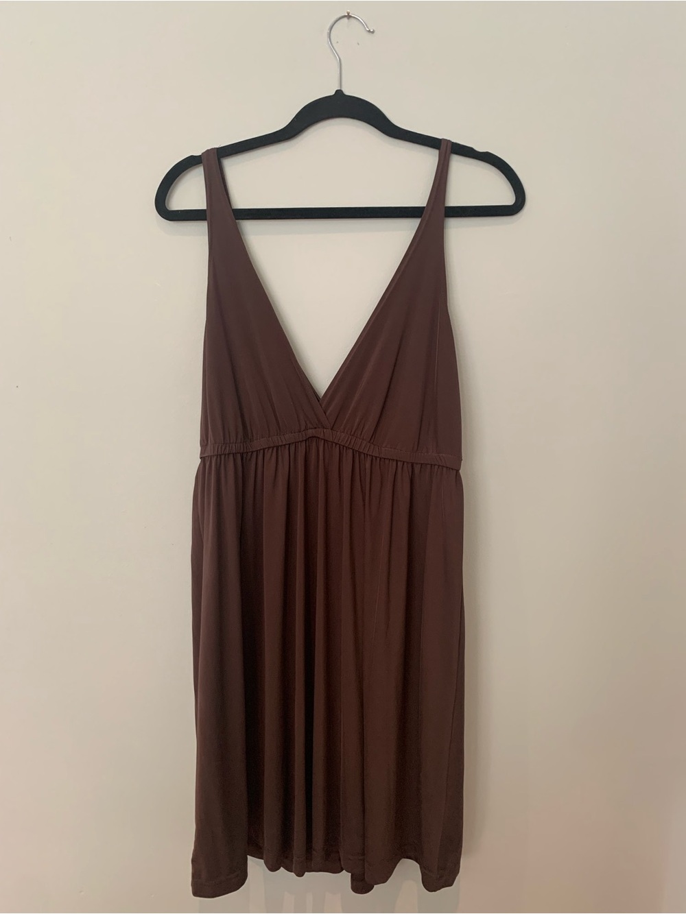 Brown V-Neck Swim Coverup Dress